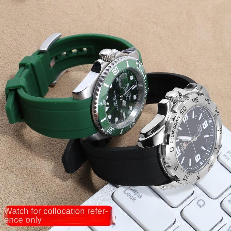 Kautschuk Silikon Armband für Citizen Tissot Seiko Rolex Gebogenes Ende Sport Wasserdicht Uhrenarmband Orange Armband 18/19/20/21/22mm