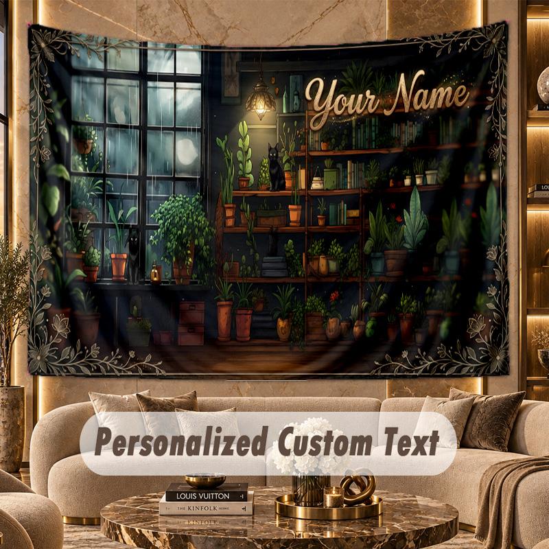 Floral Garden (513) Theme Personalized Tapestry Custom Name Text Wall Hanging Tapestry Home Background Decoration