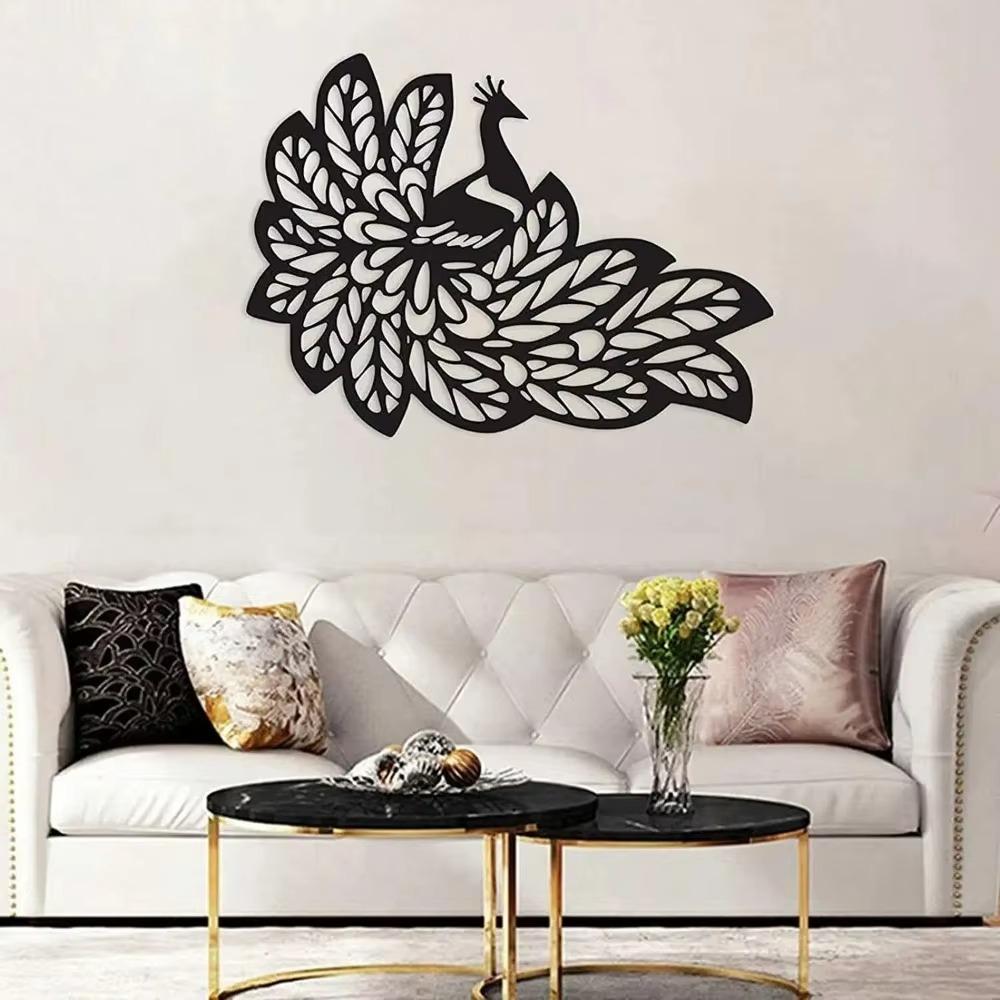 1 szt. Pawie metalowe ścienne sztuki, metalowa sylwetka dekoracyjne malarstwo, pawie ścienne dekoracje ścienne żelazne sztuki wystrój domu naklejki ścienne dzieła sztuki