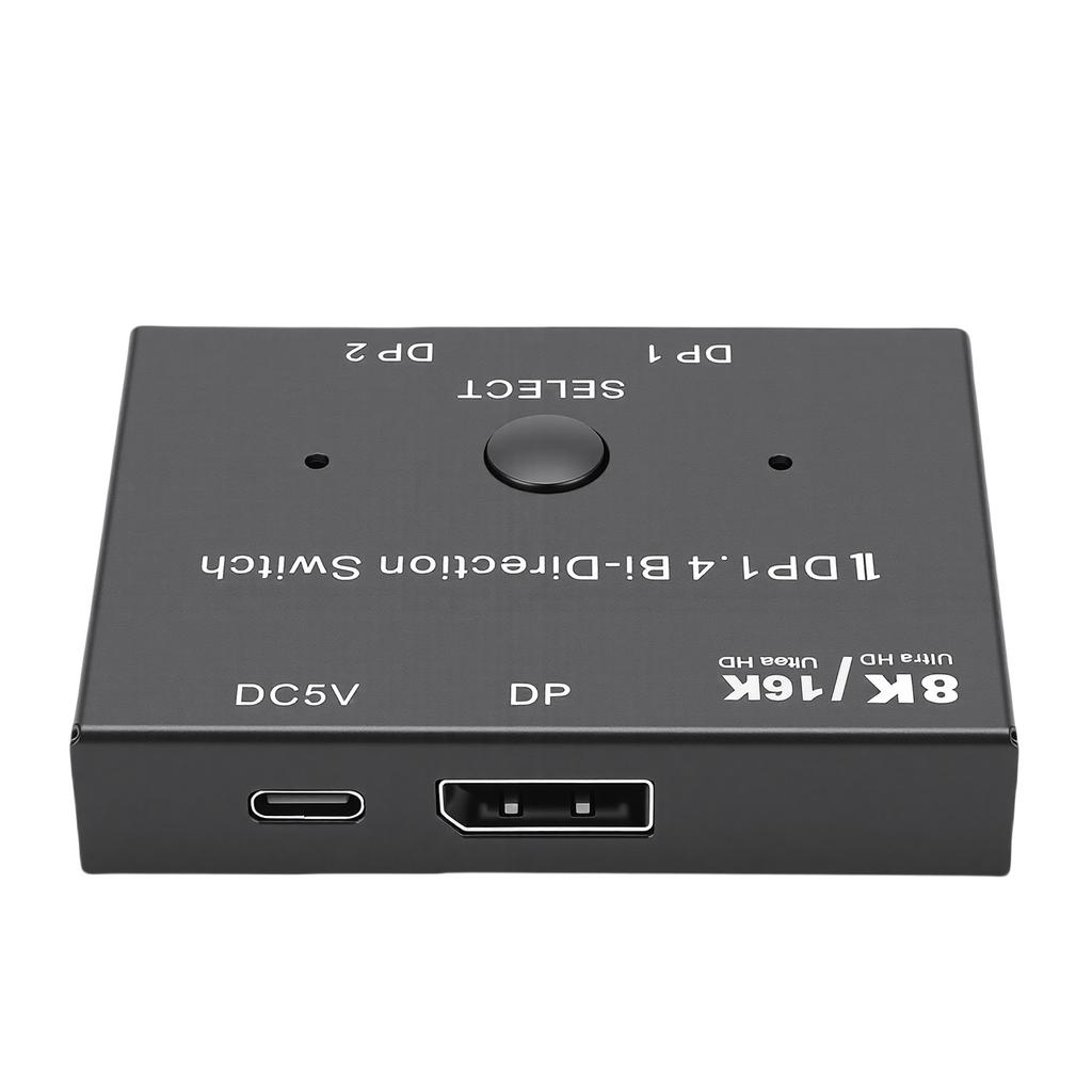 DisplayPort 16K 1.4 Umschalter 2 Ein 1 Aus Bi-Direktional 4K 240Hz 8K 120Hz Splitter Konverter für Mehrere Quellen und