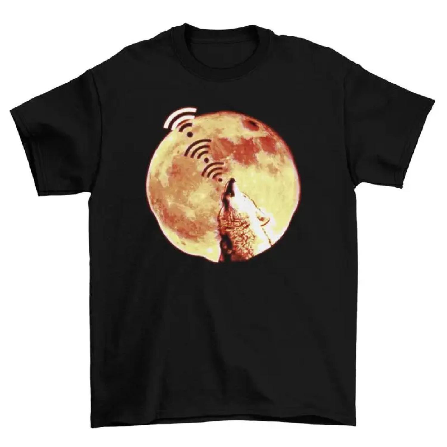 Howling Wi Fi Wolf Moon Mens T Shirt Wifi Cotton Clohting XXXXXL разноцветный