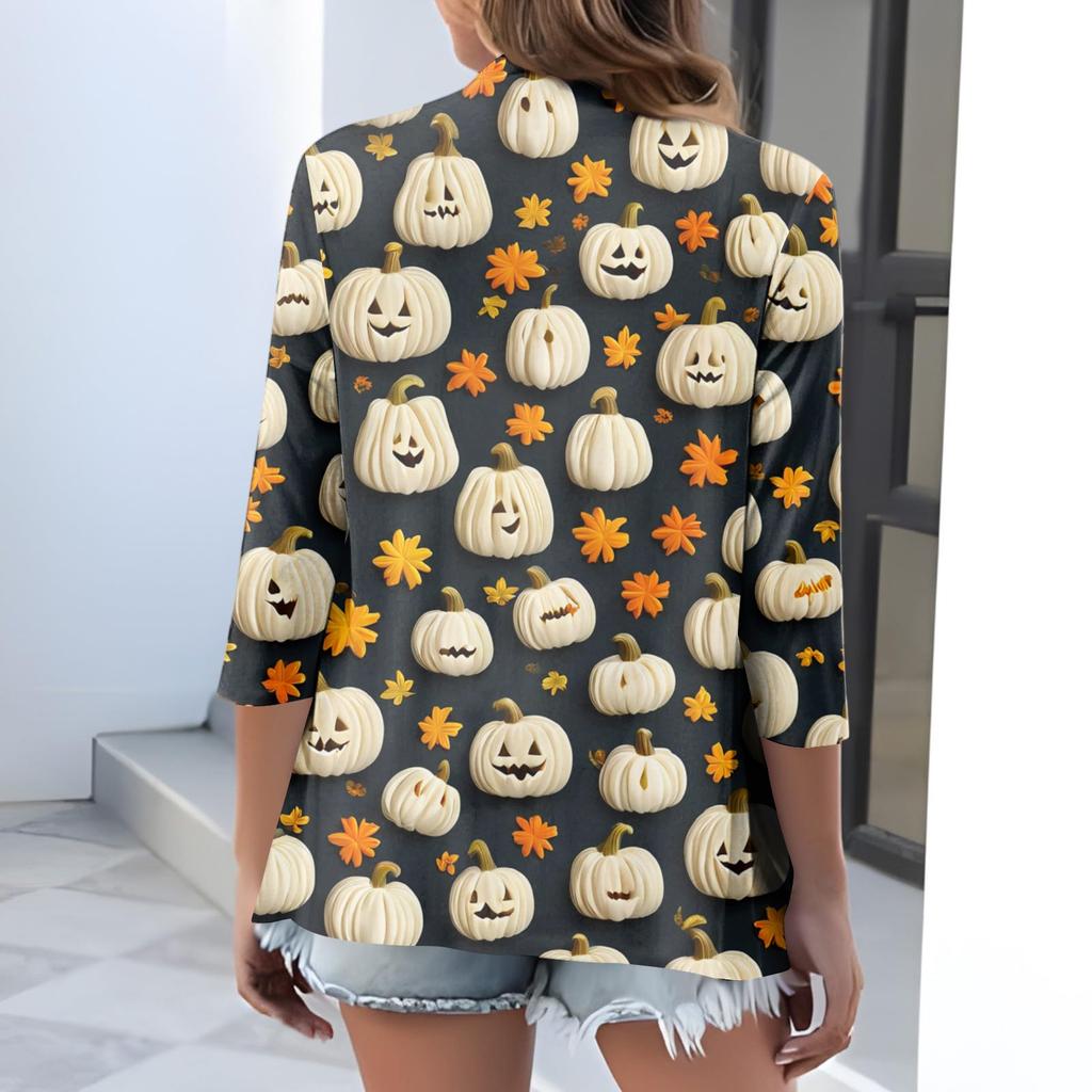 Women's Fashionable, Casual, Comfortable Halloween Print Cardigan Jacket