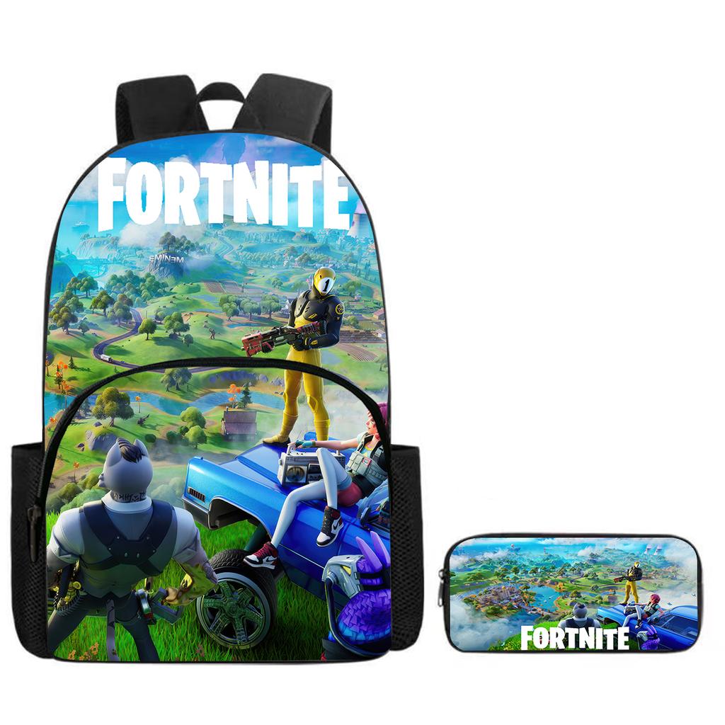 Fortnite Large Capacity Backpack Pencil Case Set - Cartoon Gaming School Supplies for Kids 5-8 Years, Unisex Gift