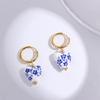 Heart Fashion Design Teapots Ceramic Blue and White Porcelain Korean Jewelry Accessories Women Hoop Earrings Alloy Ear Buckle