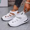 Summer new slope heel sandals women's bag head hollow breathable women's muffin thick bottom Velcro women