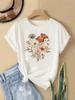 Women's Casual Short Sleeve T-Shirt Vibrant Red Print Round Neck Top Cute T Shirts Feminine Casualwear Y2k Top Women Clothes