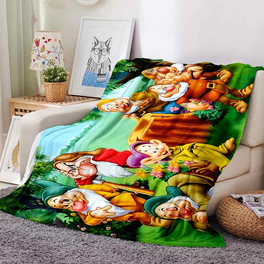 Seven Dwarfs Wood Flannel Blanket Super Soft Warm Cozy Blanket for Sofa Bed Office Travel All‑Season Home Decor Gift