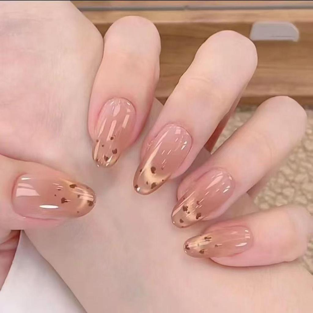 Cat Eye Polka Dot Detachable Nails with Bow Patches - Cute Handmade Nail Art for New Year