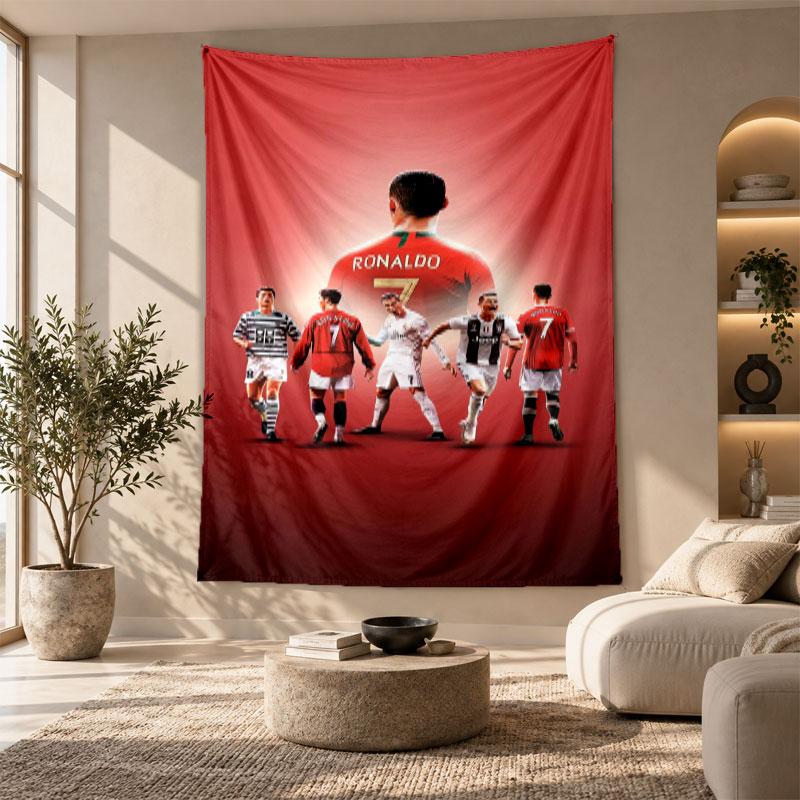 Decorative Tapestry,Cristiano Ronaldo Printed Wall Art, Lightweight Wall Hanging For Bedroom Background