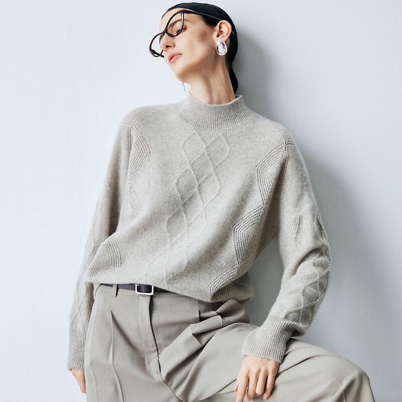 Palou Women's Winter Half-High Neck Cashmere Cable Knit Sweater