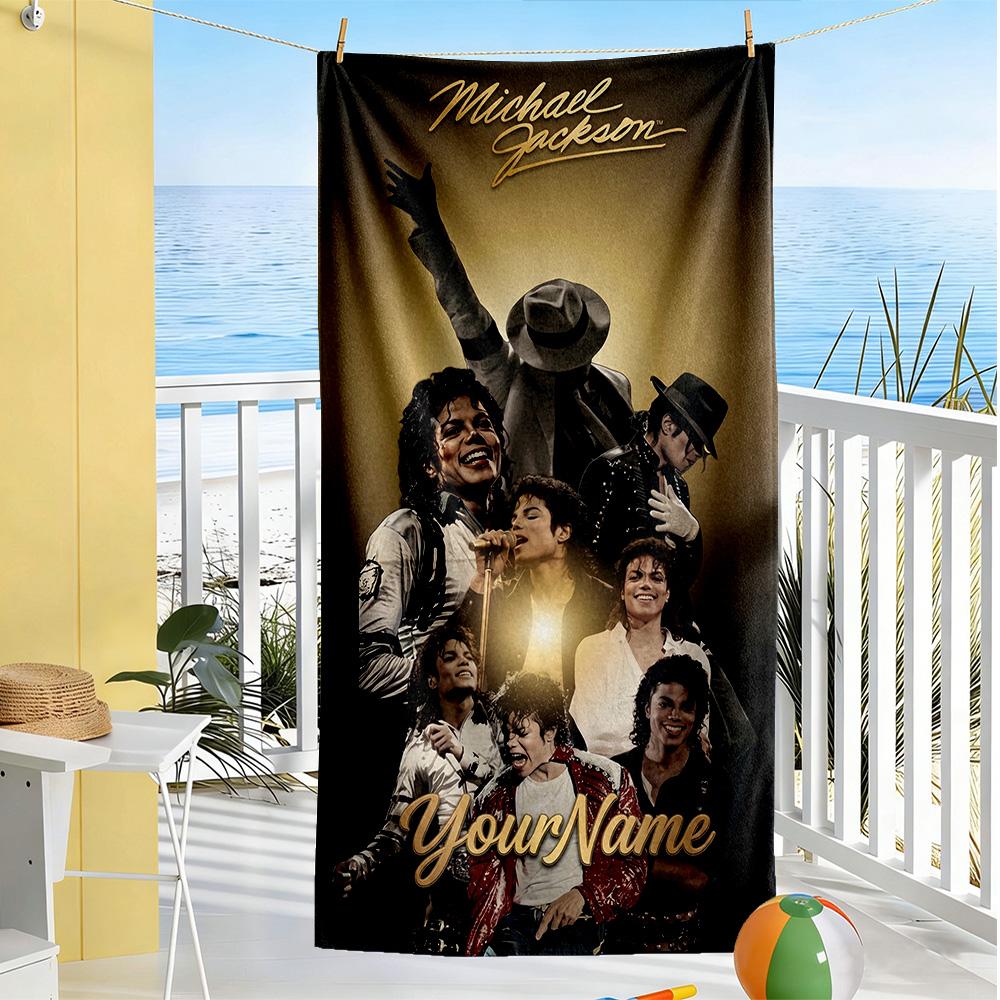 Michael Jackson Customized Name Beach Towel Super Soft Microfiber Quickdry Fabric Portable for SwimmingBeachCamping Travel Beach AccessoriesGym