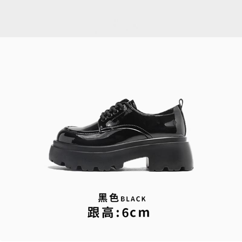 Small leather shoes women's leather loafers 2025 autumn new college style heightened thick-soled black single shoes tide