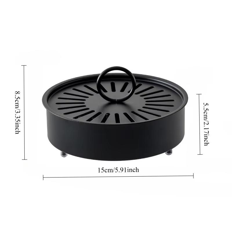 Mosquito Coils Holder Carbon Steel Paint Mosquito Coil Box with Cover Round Mosquito Coil Tray Easy Clean Anti-Mosquito Supplies