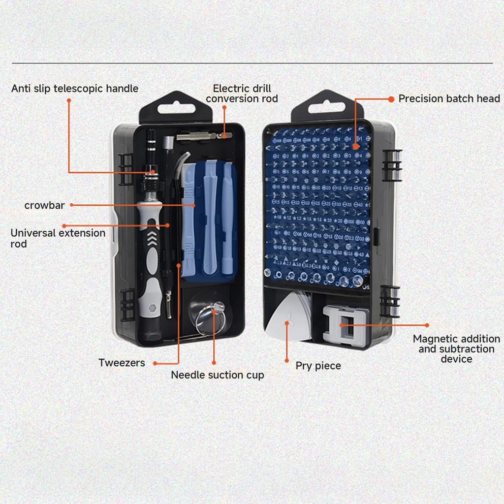 NEU Präzisionsschraubendreher 115-in-1 Set multifunktionales professionelles Reparaturwerkzeug mit 98 magnetischen Bits geeignet für verschiedene Reparaturen