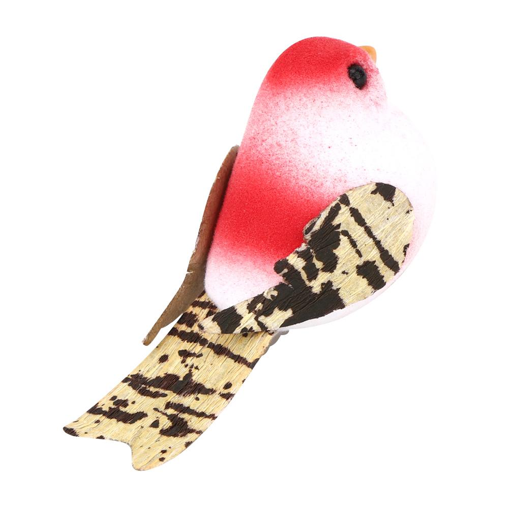 Characteristic Red Color Simulation Artificial Bird Decoration, 12pcs Quality Foam Fther Craft Clip Garden Home Wedding Window Ornament Prop, 100 Bran