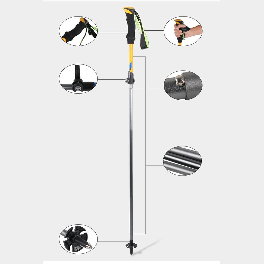Wanderstock Aluminiumlegierung Tragbar Leicht Teleskopierbarer Wanderstock für Bergsteigen Outdoor-Einsatz Orange für 155