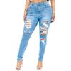 European-American High-Waisted Skinny Ripped Jeans for Women