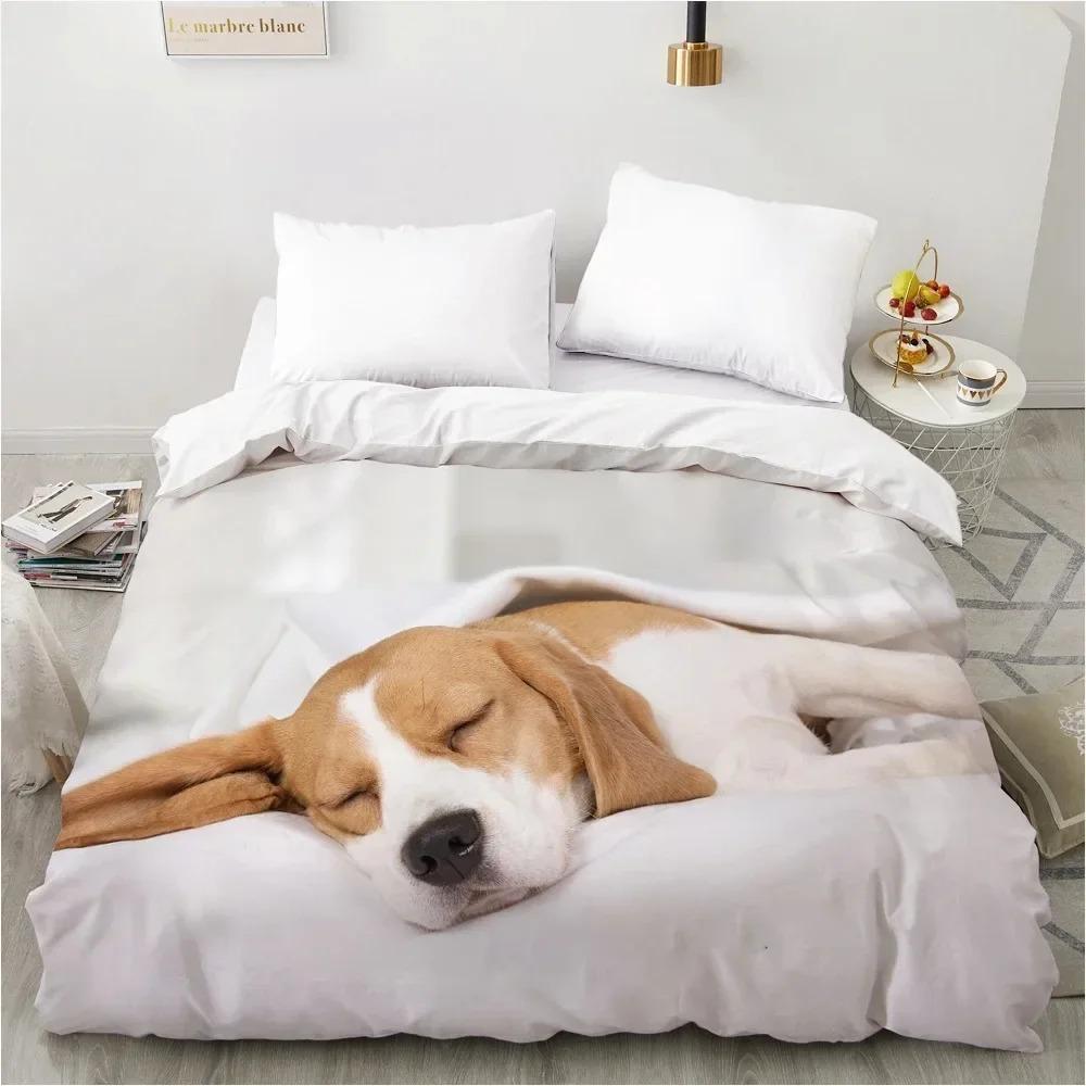 Animal Lie Down Dog Pet Bedding Set Boys Girls Twin Queen Size Duvet Cover Pillowcase Bed Adult Fashion Home Textileextile