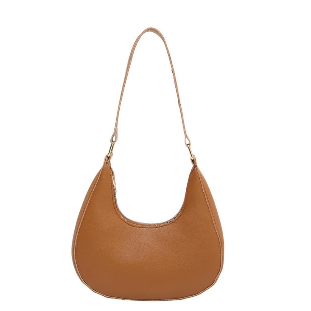 Shoulder Pouch PU Shoulder Bag Solid Color Hobo Bag Elegant Crescent Moon Underarm Bag  Travel