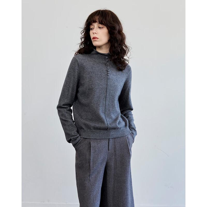 Demana Wool Blend Stand-Collar Twist Knit Sweater XL
