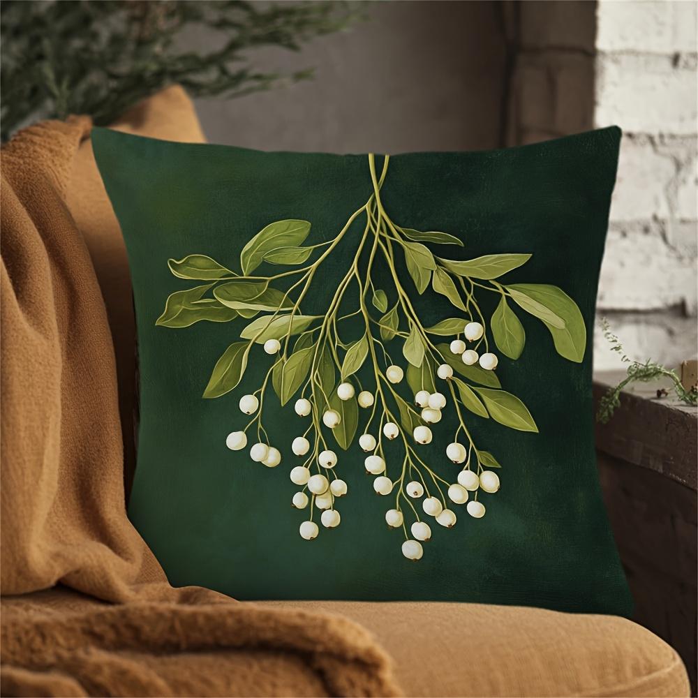 Dark green retro mini yeast pattern pillowcase suitable for home sofa and bedroom decoration pillow insert not included