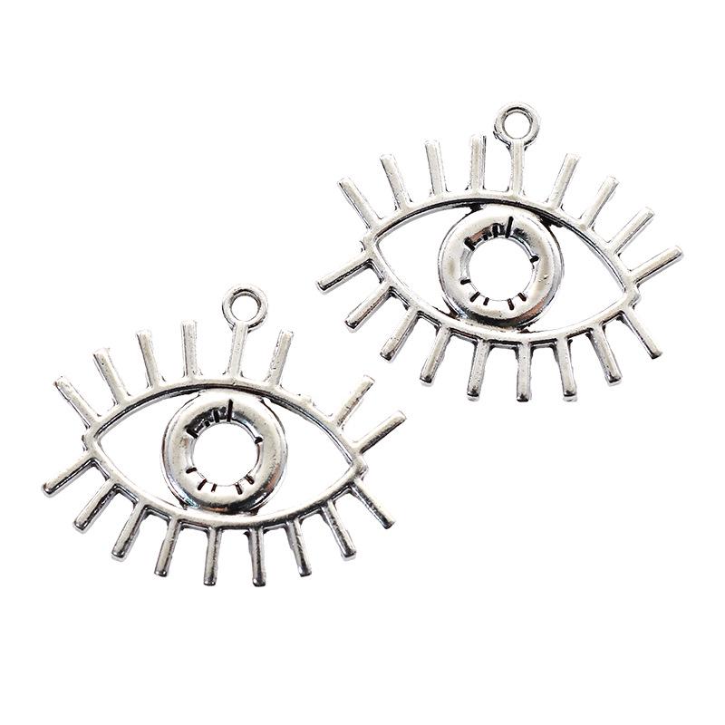 DIY Alloy Jewelry Accessories: 16 Antique Silver Horus Eye Pendants Set