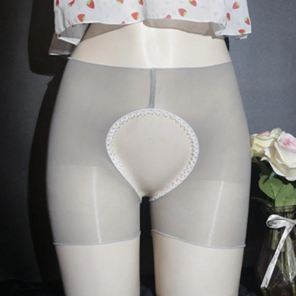 Sexy Open Crotch Men Women Underwears Sissy Boxer Briefs Unisex Underpant Crotchless Knickers Bikini Sheer Glossy Stretch Shorts