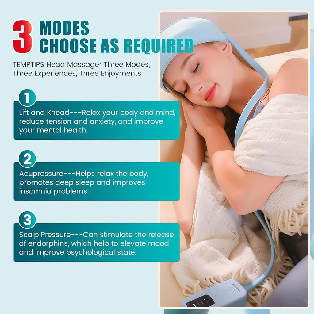 Head Massager for Headanches,Head Massager,Scalp Massager,Relieve Stress, Hangovers, Help You Sleep and Relax.Airbag Kneading and Constant