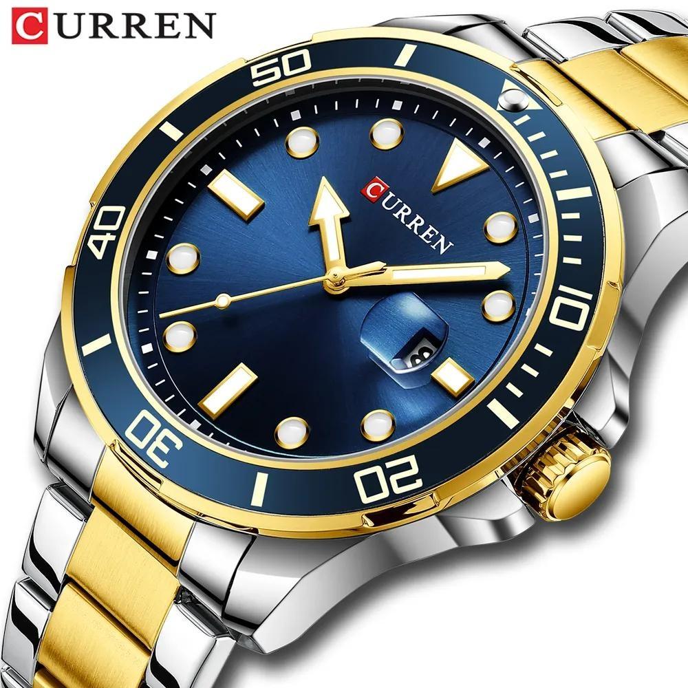 CURREN New Fashion Business Mens Wristwatches Green Clock Male Quartz Stainless Steel Watches Reloj Hombre Herrenuhr