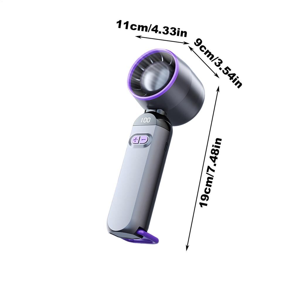 

Small Hand-Held Fan Rechargeable Portable Fan Handheld High Speed Blower Quiet Cooling Device 100 Speeds Adjustable With Digital серый