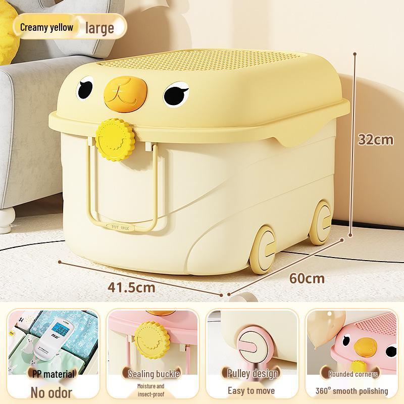 Kids' Large Capacity Plastic Storage Box for Toys, Snacks & Clothes