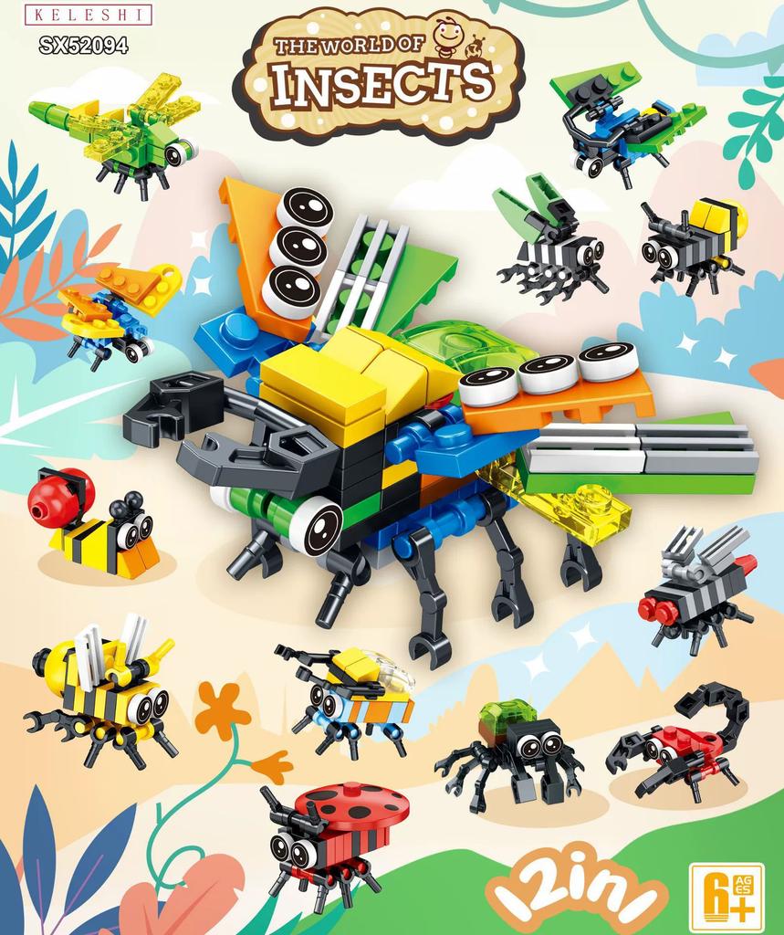 Funny Joy Insect Animals Figures Set Mini Building Blocks Toy Assembly 3D Constructor Micro Bricks For Kids Boys Present Plaything