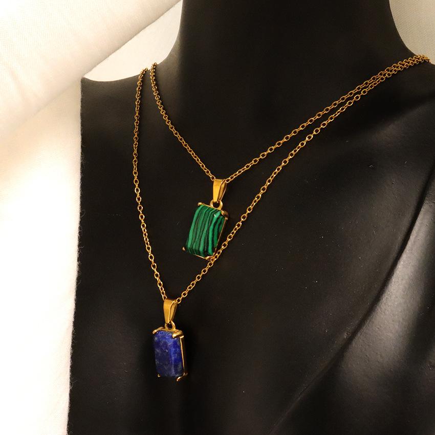 Green Grandmother Necklace Titanium Steel Does Not Fade Light Luxury Green Diamond Girls Jewelry Collarbone Chain