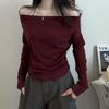 R6Q2025 Summer Stylish Korean Slimming One-Shoulder Long Sleeve Women's Top - Early Autumn Versatile Collection