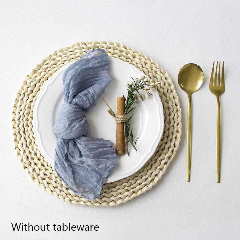 50X50Cm Wedding Party Placemat Crinkle Fabric Napkin Pleated Napkin Table Decoration