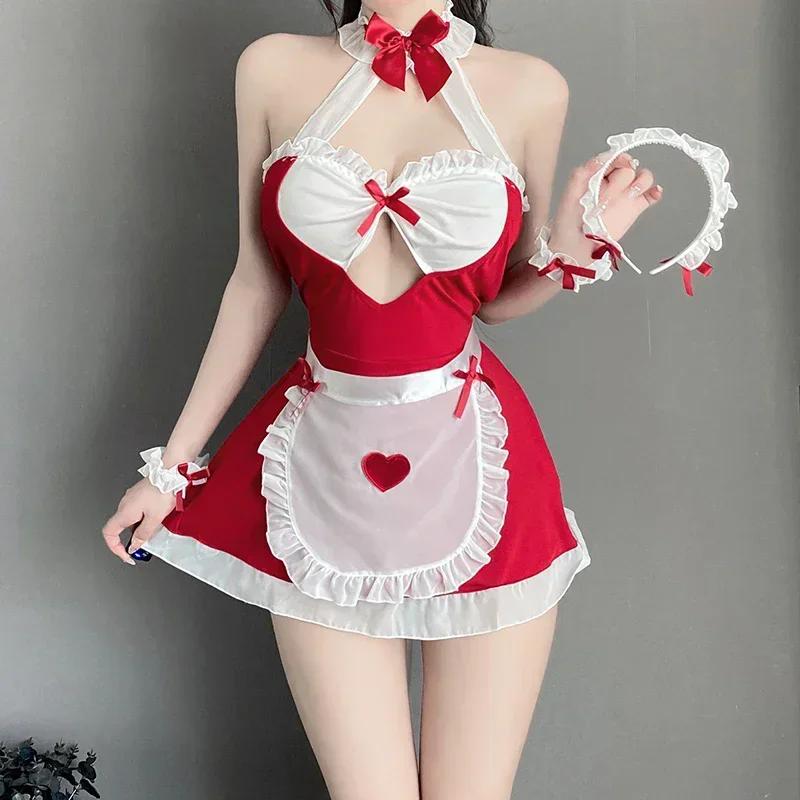Sexy Cosplay Kostüm Weiche Mädchen Unterwäsche Aushöhlen Uniform Verführerisch Flirten Heißes Französisches Dienstmädchen Kriegskleid Sommerkleid Elegante Trendy Kleidung