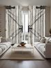 Country Style Barn Door Design Black Metal Decorative Curtain-Rod Pocket Blackout Curtain Panel for Home Decoration