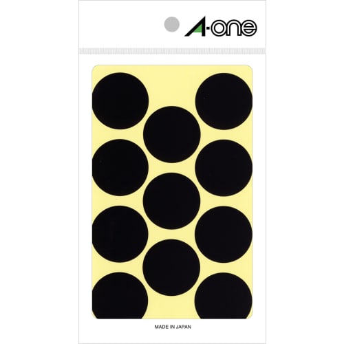 A-One Color Label Black Round 30mm 14 Sheets 07239