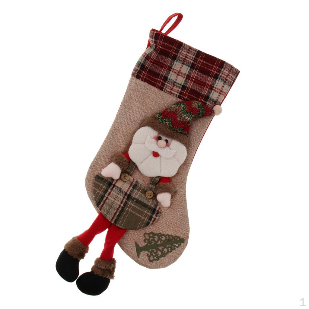 Santa Claus Snowman Elk Bottom Plaid Candy Bag Decoration