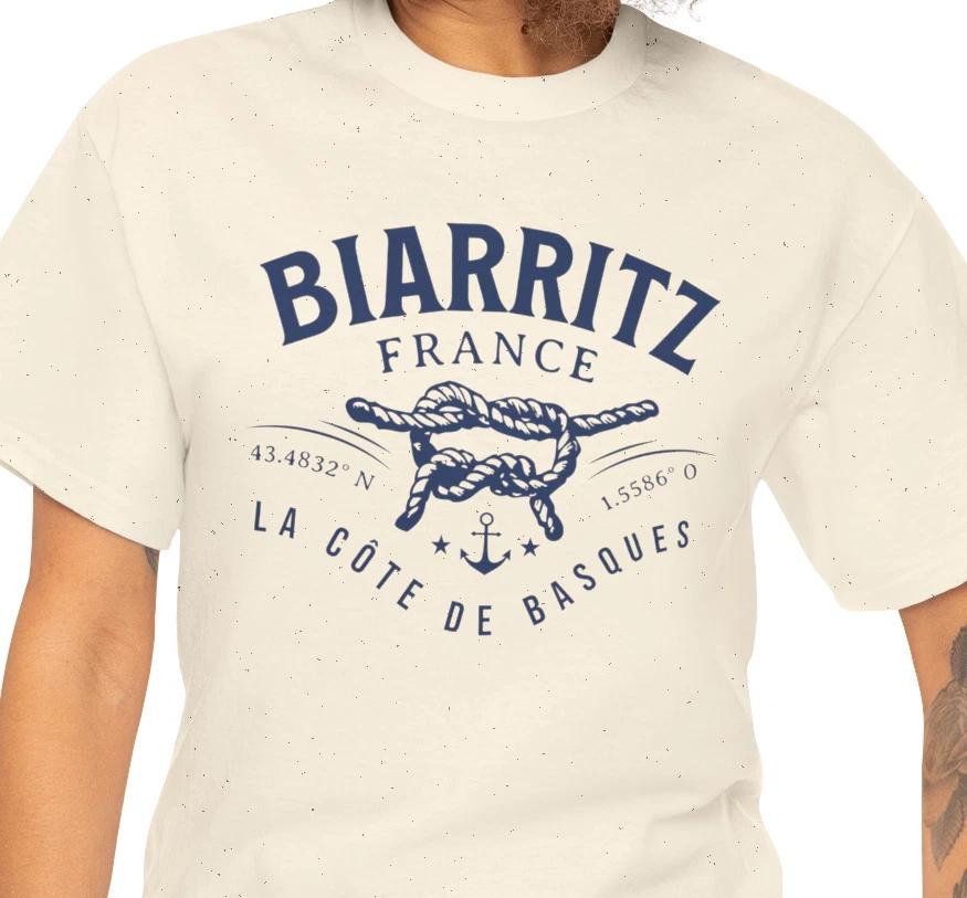 Biarritz France Surfboard Shark Tee | La Côte des Basques Shoreline L