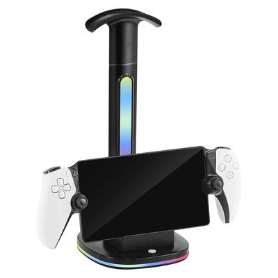RGB Charging Dock Station with 2 USB 2.0 Ports Headphones Stand Console Charger Stand Base for PS5 Portal for PlayStation Portal