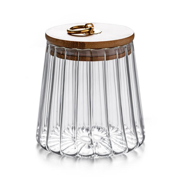 Striped Conical Borosilicate Glass Storage Jar with Sealed Metal Latch Lids for Cereal