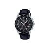 Edifice Classic Three-Hand Three-Eye Unicorn Date Display 100M Water Resistant Quartz Movement Leather Strap Men Watches Black EFV-540L-1AVUPR