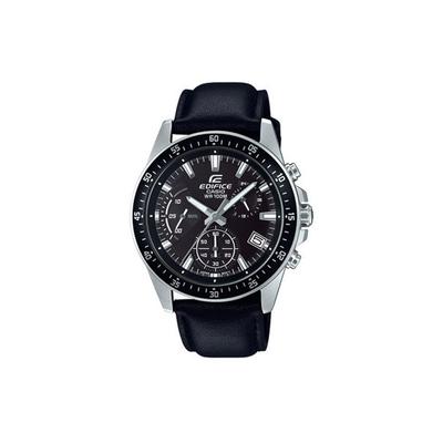 Edifice Classic Three-Hand Three-Eye Unicorn Date Display 100M Water Resistant Quartz Movement Leather Strap Men Watches Black EFV-540L-1AVUPR