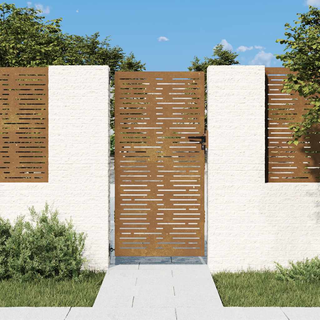 vidaXL Gartentor 85x200 cm Cortenstahl Quadratisches Design braun