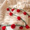 Fashion Fleece Rose Bouquet Blanket Soft Finished Floral Throw Blanket Handmade Warm Hand-Knitted Rose Blanket Festival Gift