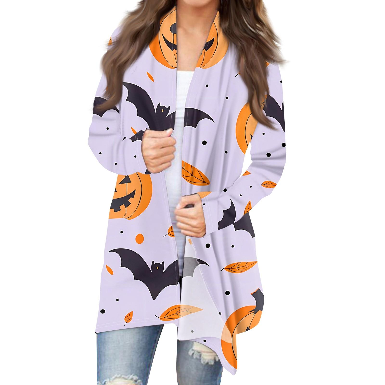 

Женский кардиган с длинным рукавом спереди и принтом на Хэллоуин, легкая куртка XXXL