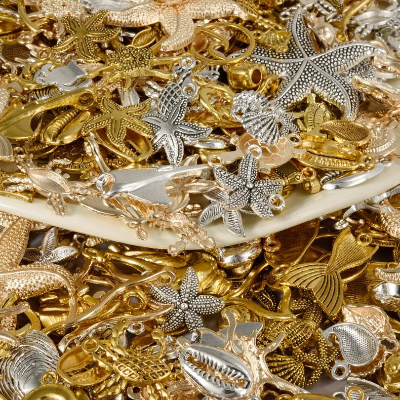 10/20/30pcs Metal KC/Vintage Gold/Silver Color Ocean Animal Charm Random Mix Shell Fish Turtle Charms For Jewelry Making Pendant