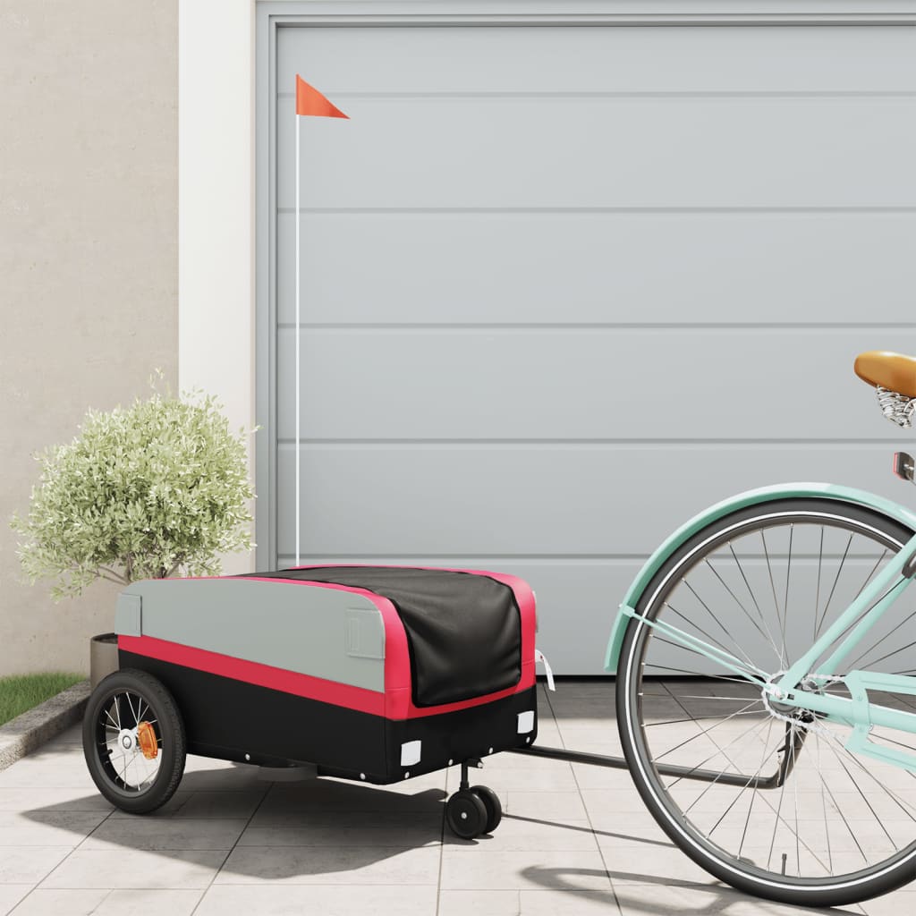 Vidaxl Fahrradanhänger, Schwarz-Rot, 30 kg, Eisen
