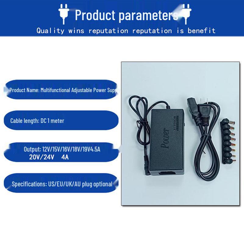 96W Adjustable Laptop Power Adapter 12V-24V with Multi-Interface